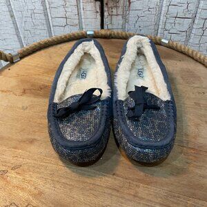 UGG Shearling Rylee metallic leopard glitter moccasin slippers